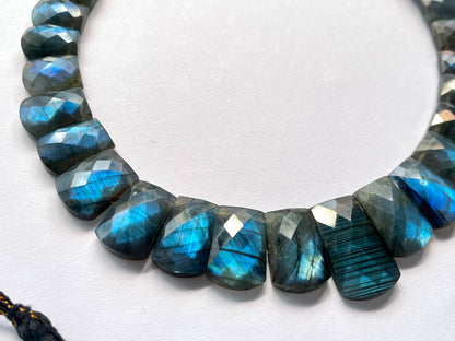 Natural Blue Fire Labradorite Gemstone Faceted Bib Necklace – Handmade Cleopatra Style Choker Jewelry