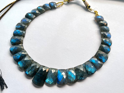 Natural Blue Fire Labradorite Gemstone Faceted Bib Necklace – Handmade Cleopatra Style Choker Jewelry