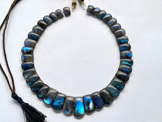 Natural Blue Fire Labradorite Gemstone Bib Necklace – Handmade Cleopatra Style Choker Jewelry