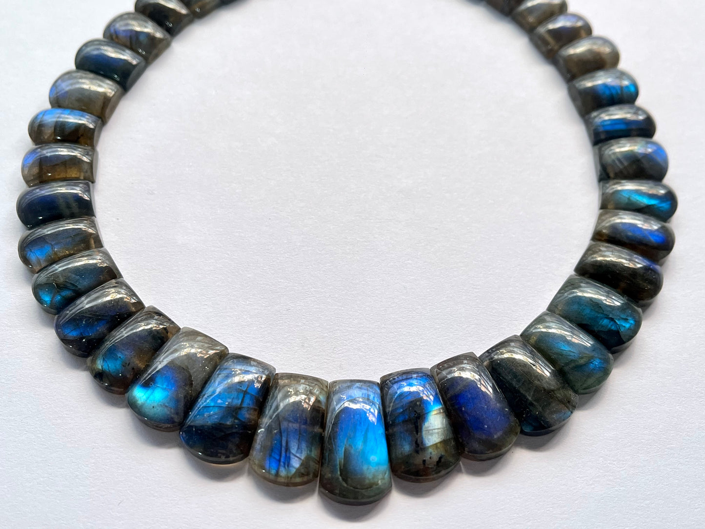 Natural Blue Fire Labradorite Gemstone Bib Necklace – Handmade Cleopatra Style Choker Jewelry