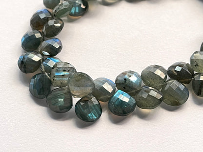 Natural Blue Fire Labradorite Faceted Heart Shape Briolette Beads