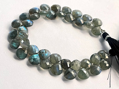 Natural Blue Fire Labradorite Faceted Heart Shape Briolette Beads