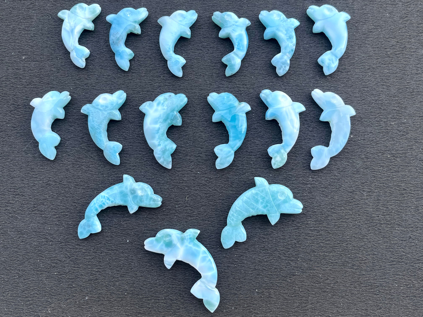 Natural Larimar Hand Carved Gemstone Dolphin Figurine (with Hole)