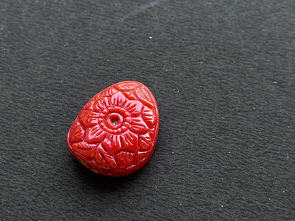 Natural Coral Hand Carved Gemstone Figurine, 20x24MM, 24.20 Carats