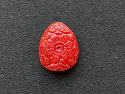 Natural Coral Hand Carved Gemstone Figurine, 20x24MM, 24.20 Carats