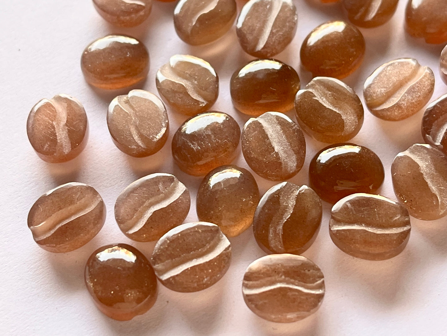 Natural Moonstone Coffee Bean beads
