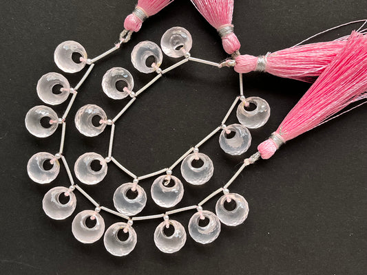 Rose Quartz Round Hoop Faceted Beads