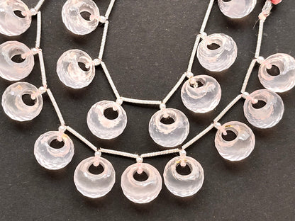 Rose Quartz Round Hoop Faceted Beads