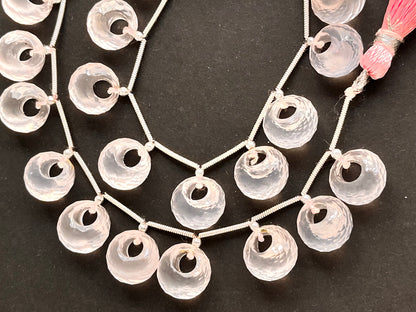 Rose Quartz Round Hoop Faceted Beads