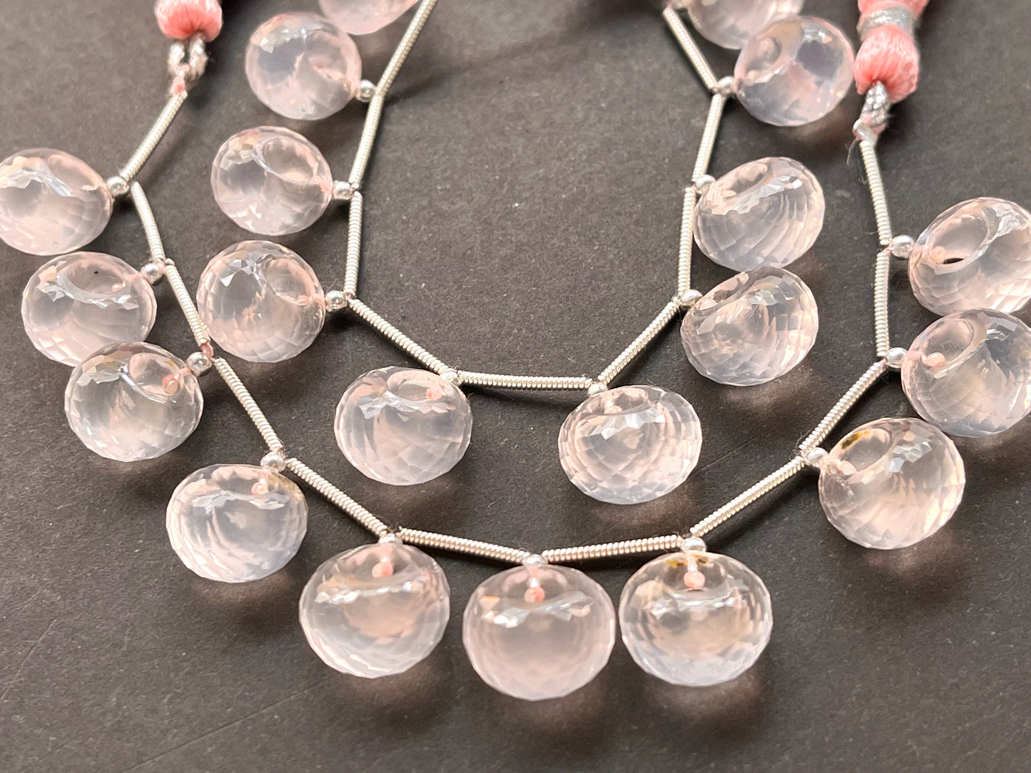 Rose Quartz Round Hoop Faceted Beads