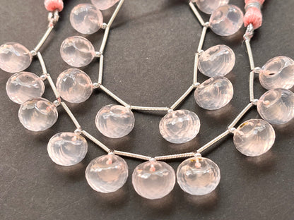 Rose Quartz Round Hoop Faceted Beads