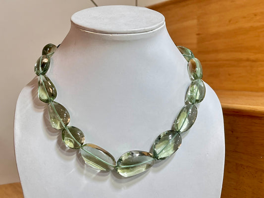 Natural Green Amethyst Gemstone Smooth Tumble Shape Beads