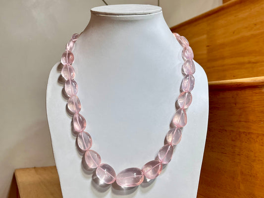 Natural Rose Quartz Gemstone Smooth Tumble Shape Beads