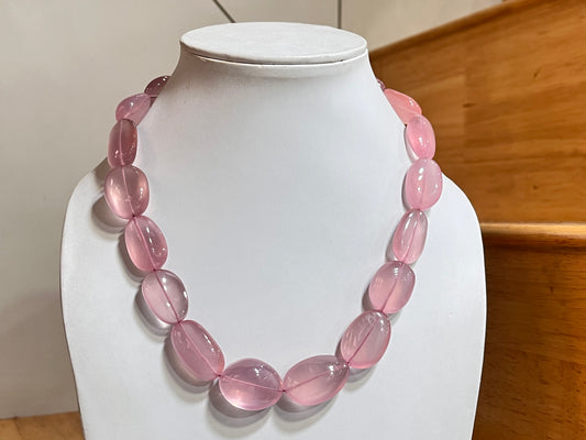 Natural Rose Quartz Gemstone Smooth Tumble Shape Beads