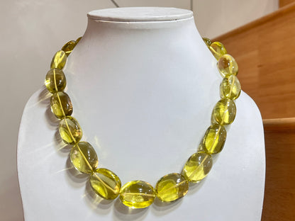 Natural Lemon Green Gold Gemstone Smooth Tumble Shape Beads