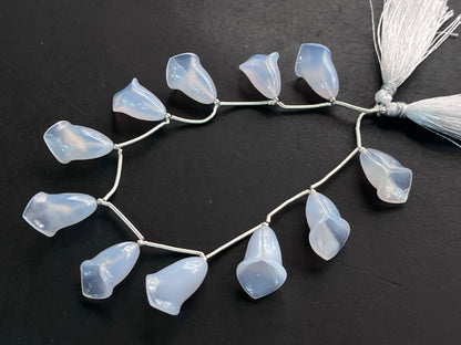 Natural Chalcedony Tulip Flower carving Beads