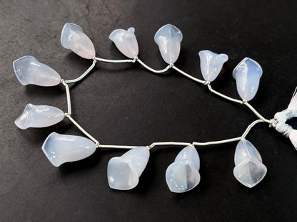 Natural Chalcedony Tulip Flower carving Beads