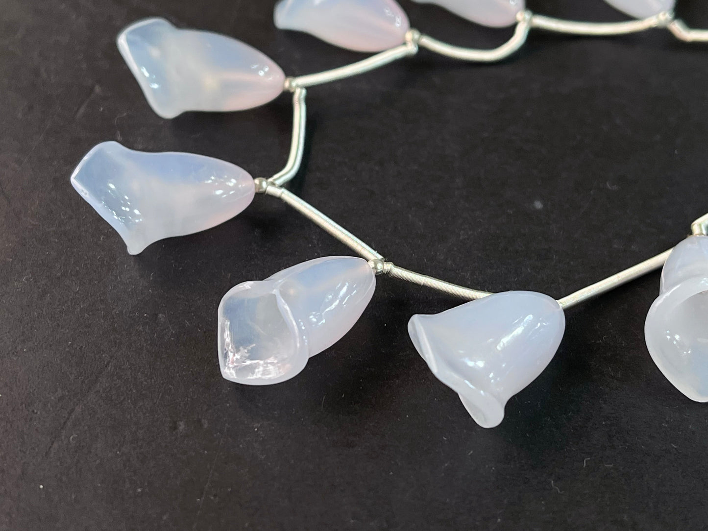 Natural Chalcedony Tulip Flower carving Beads