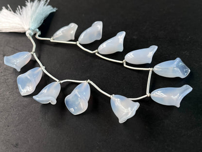 Natural Chalcedony Tulip Flower carving Beads