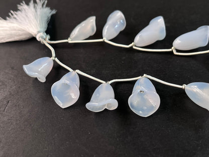 Natural Chalcedony Tulip Flower carving Beads