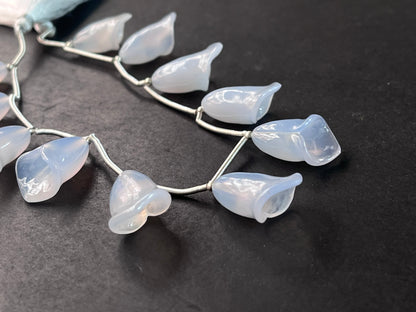 Natural Chalcedony Tulip Flower carving Beads