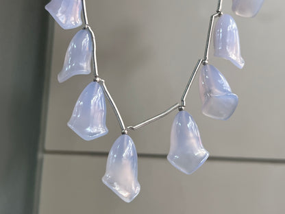 Natural Chalcedony Tulip Flower carving Beads