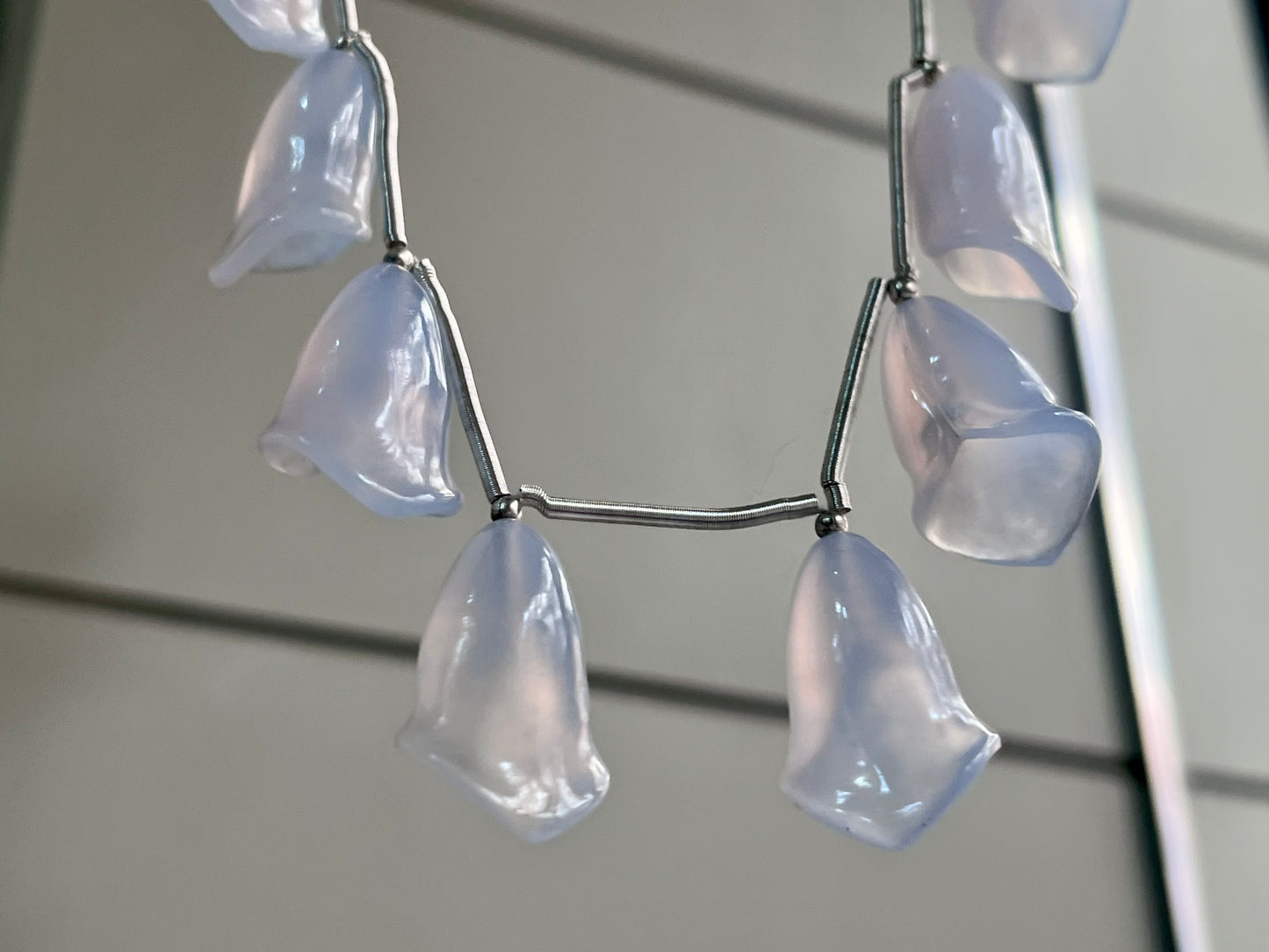 Natural Chalcedony Tulip Flower carving Beads