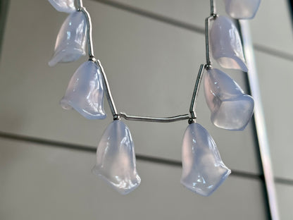 Natural Chalcedony Tulip Flower carving Beads