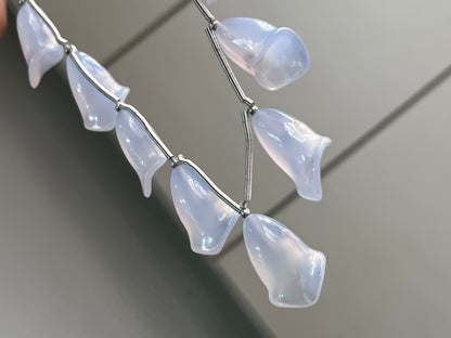 Natural Chalcedony Tulip Flower carving Beads