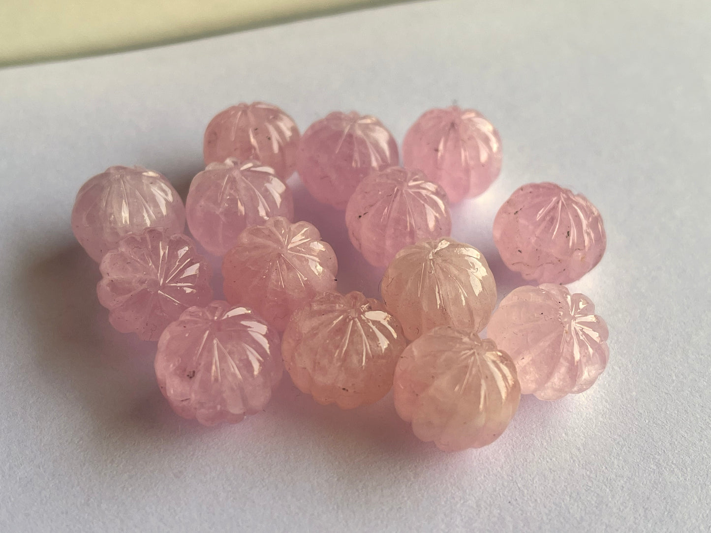 Natural Pink Morganite Gemstone Hand Carved Melons Loose