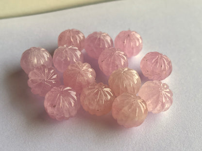 Natural Pink Morganite Gemstone Hand Carved Melons Loose