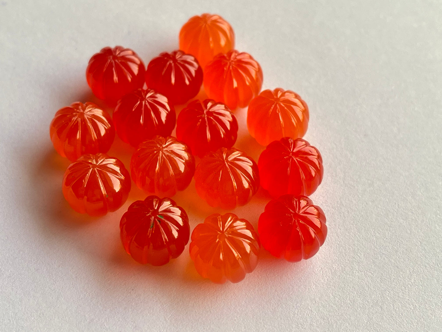 Natural Carnelian Gemstone Hand Carved Melons Loose