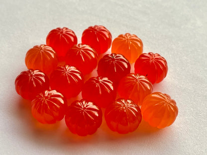 Natural Carnelian Gemstone Hand Carved Melons Loose