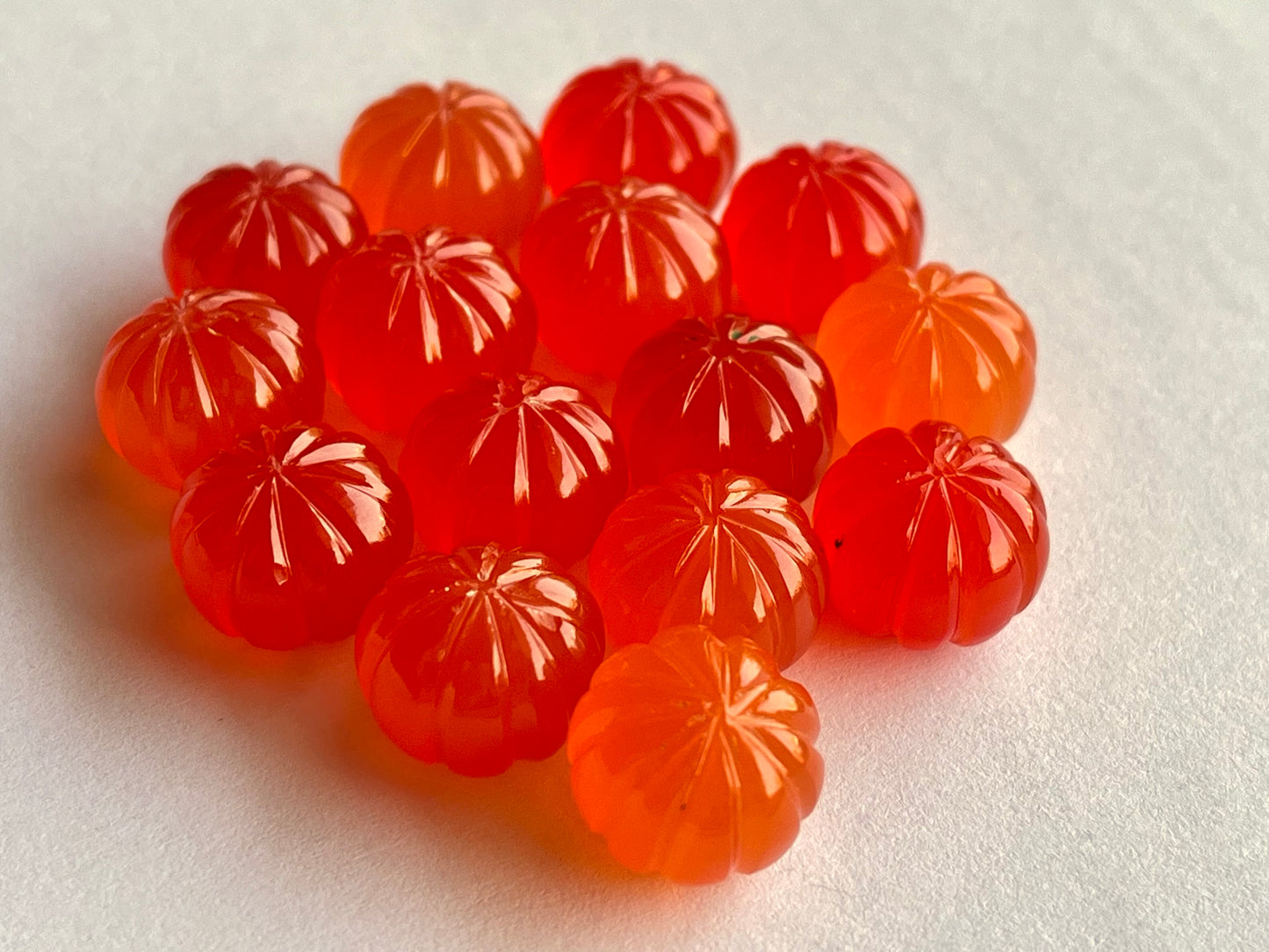 Natural Carnelian Gemstone Hand Carved Melons Loose