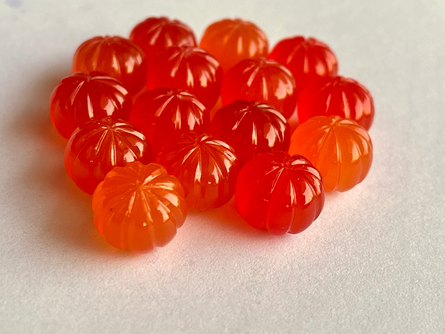 Natural Carnelian Gemstone Hand Carved Melons Loose