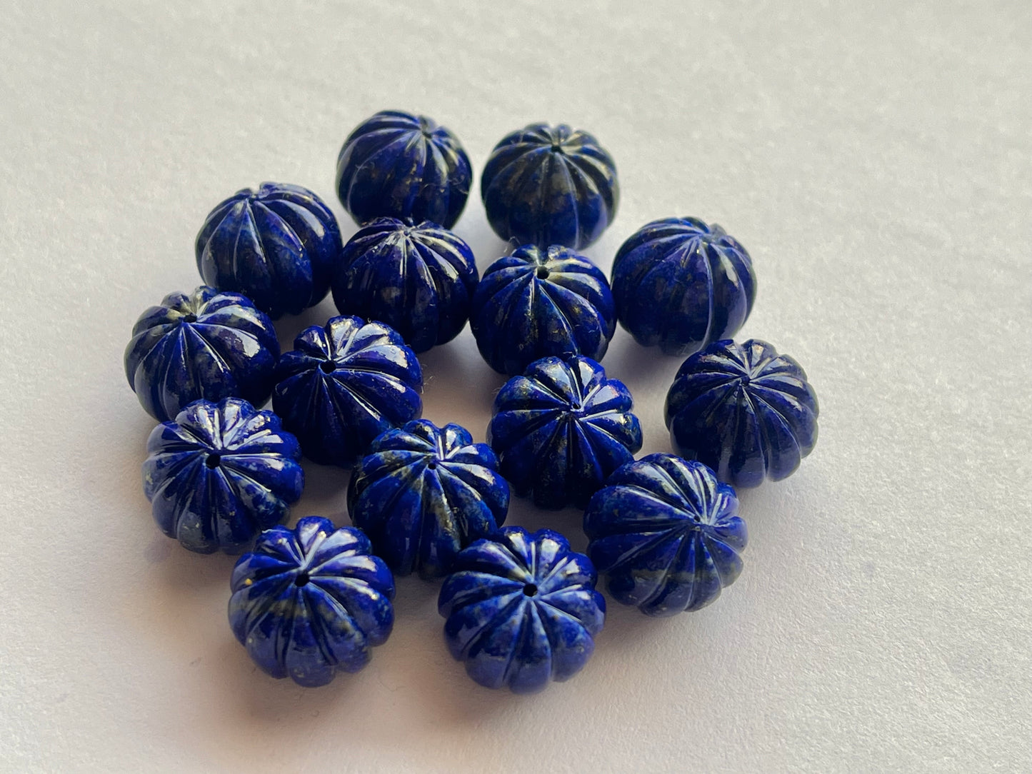 Natural Lapis Lazuli Gemstone Hand Carved Melons Loose
