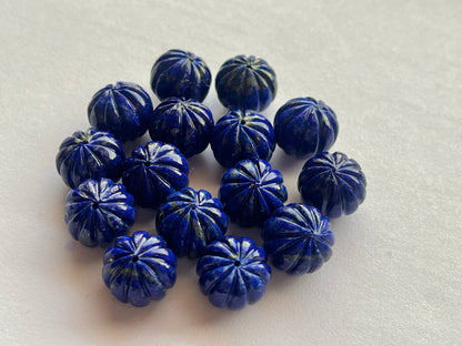 Natural Lapis Lazuli Gemstone Hand Carved Melons Loose