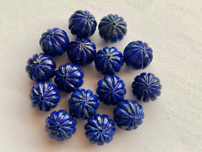 Natural Lapis Lazuli Gemstone Hand Carved Melons Loose