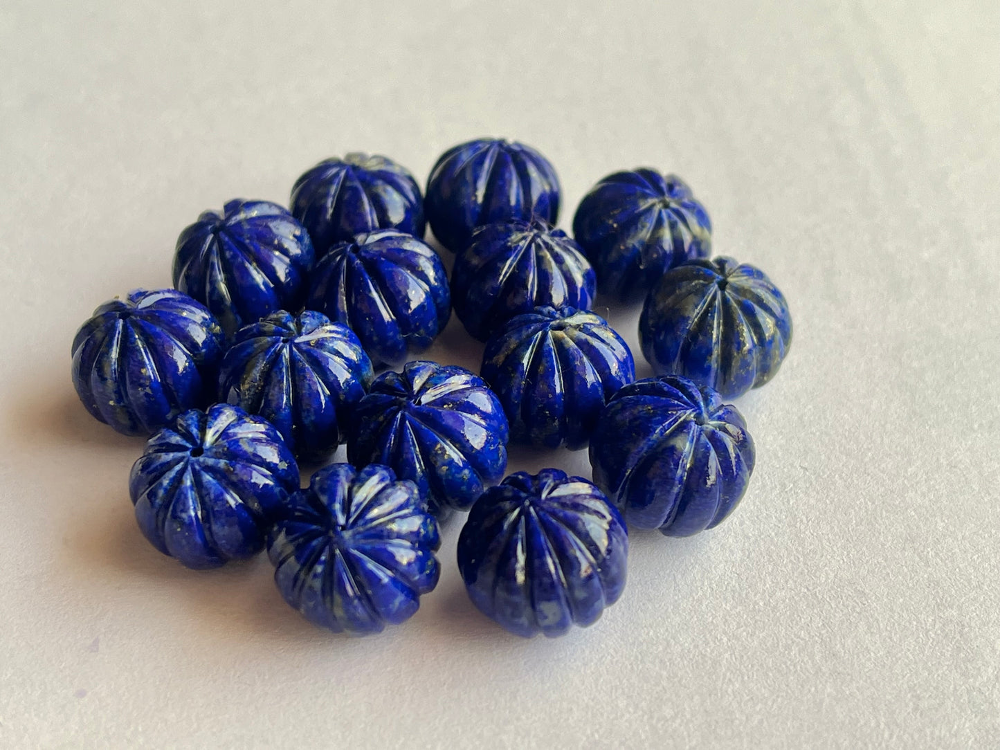 Natural Lapis Lazuli Gemstone Hand Carved Melons Loose