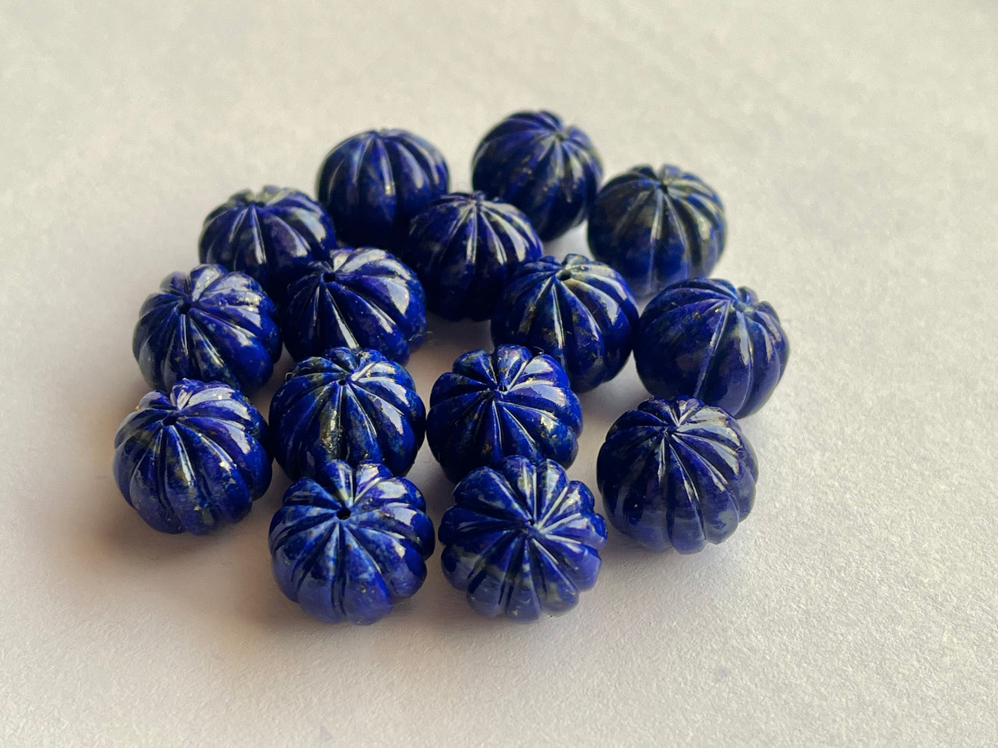 Natural Lapis Lazuli Gemstone Hand Carved Melons Loose