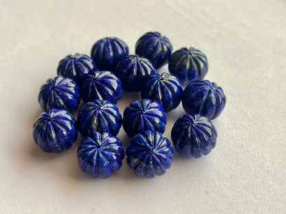 Natural Lapis Lazuli Gemstone Hand Carved Melons Loose