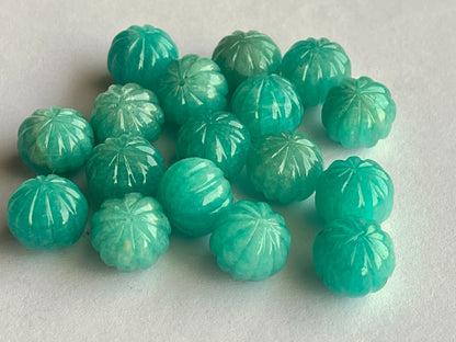Natural Peruvian Blue Amazonite Gemstone Hand Carved Melons Loose