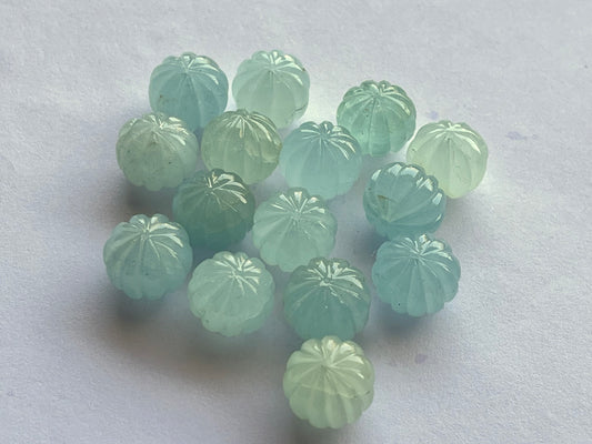 Natural Milky Aquamarine Gemstone Hand Carved Melons Loose