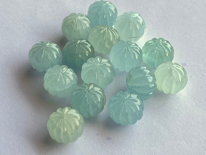 Natural Milky Aquamarine Gemstone Hand Carved Melons Loose