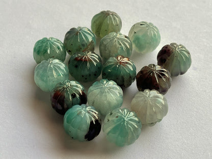 Natural Aquaprase Gemstone Hand Carved Melons Loose