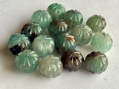 Natural Aquaprase Gemstone Hand Carved Melons Loose