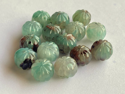 Natural Aquaprase Gemstone Hand Carved Melons Loose