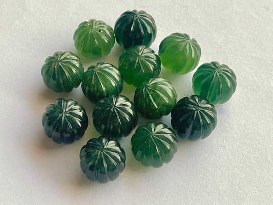 Natural Serpentine Gemstone Hand Carved Melons Loose