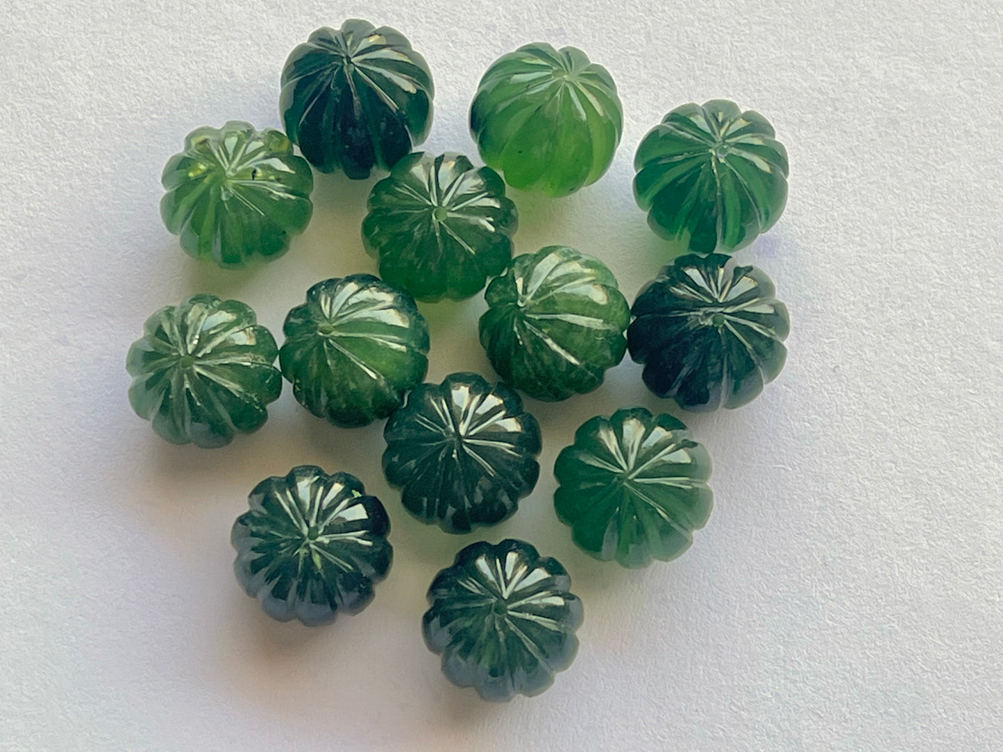 Natural Serpentine Gemstone Hand Carved Melons Loose