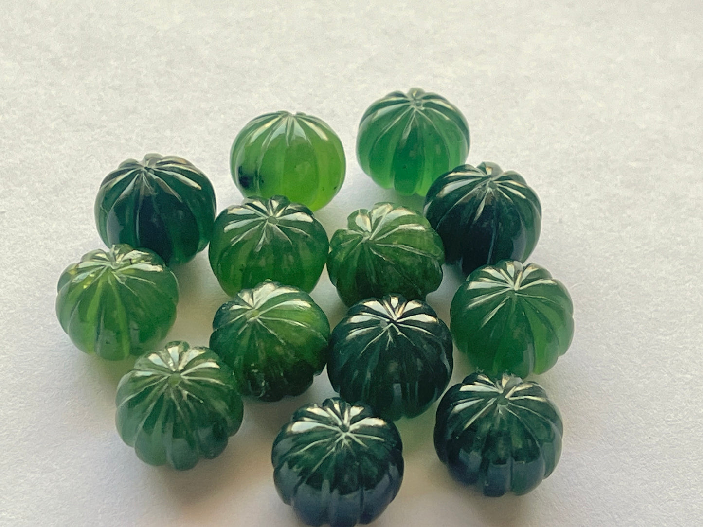 Natural Serpentine Gemstone Hand Carved Melons Loose